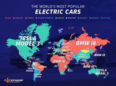 Tesla Model 3 названа бестселлером среди электрокаров в 19 странах мира
