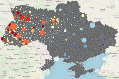 В какие города Украины чаще всего завозят авто на "еврономерах" - карта