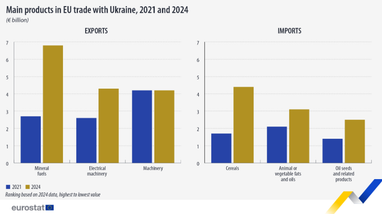 Что страны ЕС больше всего экспортировали в Украину в 2024 году (инфографика)