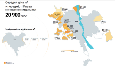 Ціни на новобудови у Києві та передмісті (інфографіка)