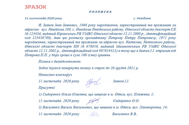 Как правильно составить долговую расписку