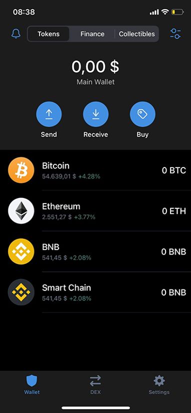 Пример криптовалютного кошелька. Крупнейшие операторы позволяют использовать любое приложение