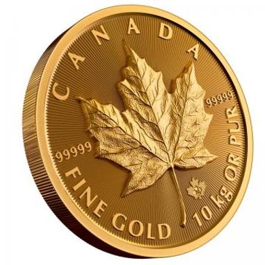 Золотую монету весом 10 килограммов выпустили в Канаде (фото)