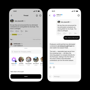 Meta продолжает тестировать присутствие Meta AI в публичных лентах Threads